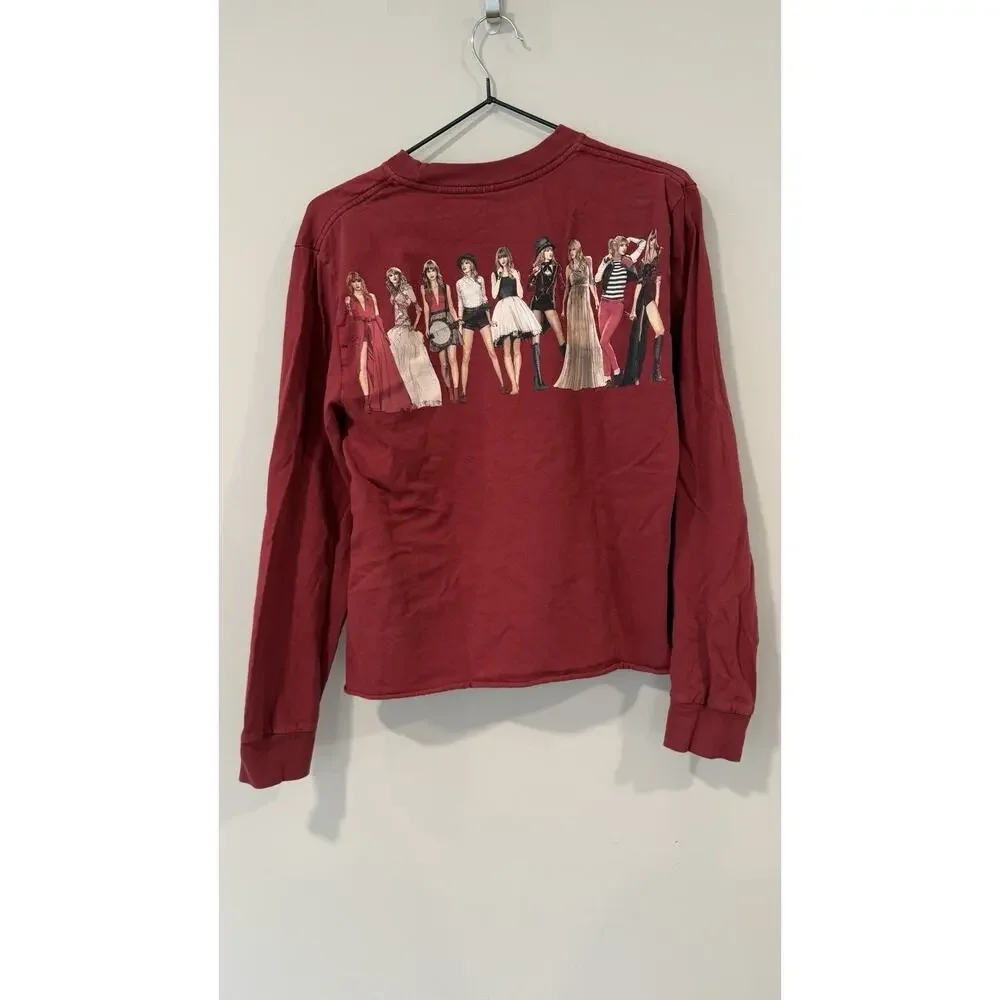 Taylor Swift Red Long Sleeve T-Shirt Crop Top Size Small - Picture 7 of 8
